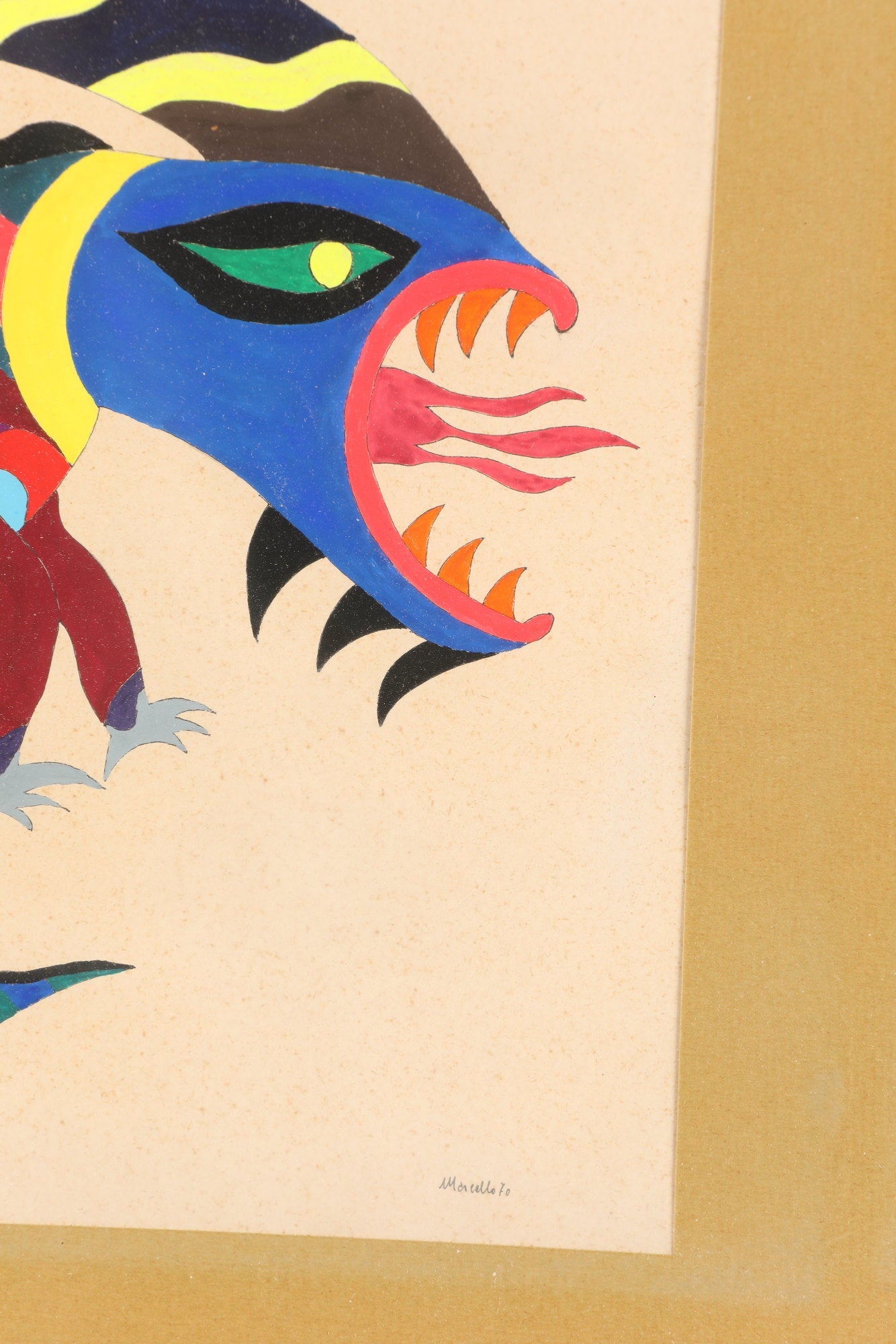 1970s painting Watercolor on paper abstract fauna