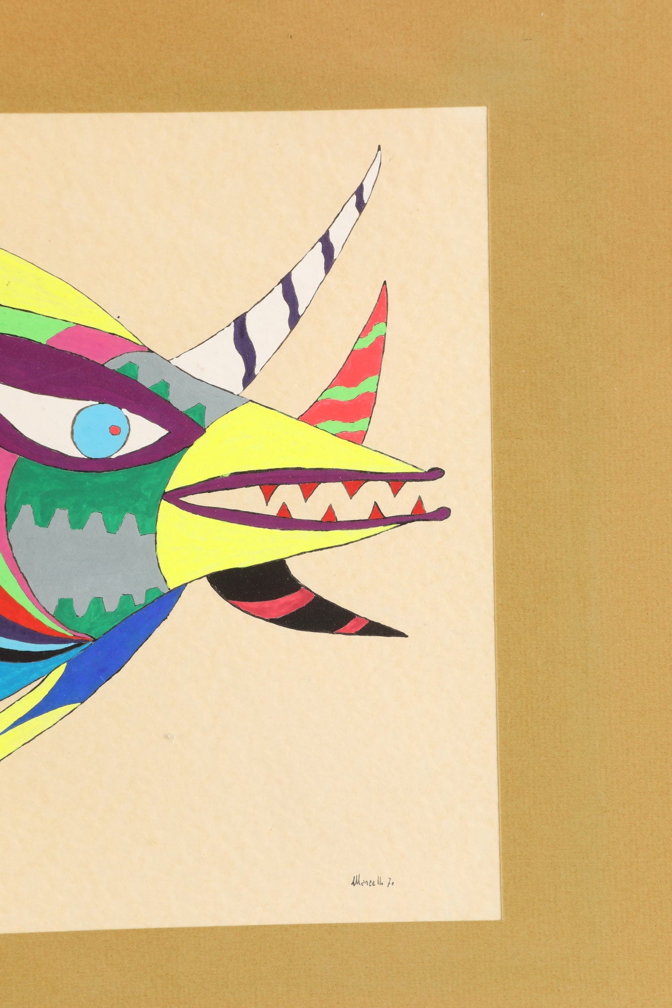 1970s painting Watercolor on paper abstract Atlantic fauna