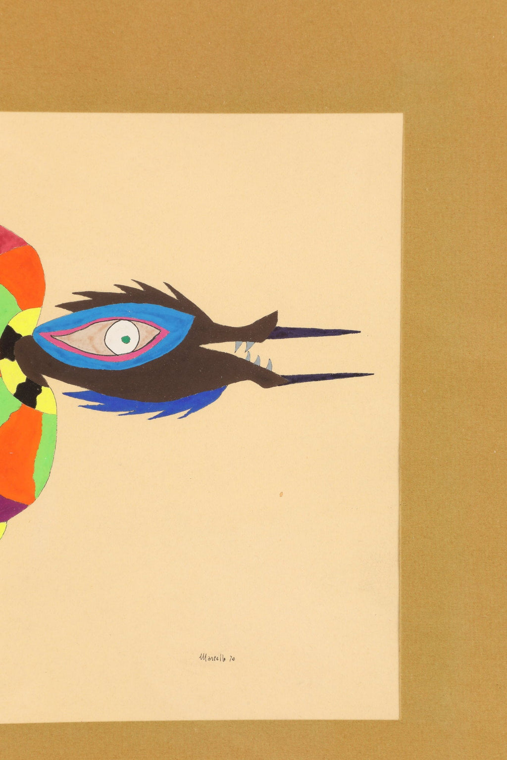 1970s painting Watercolor on paper abstract Atlantic fauna