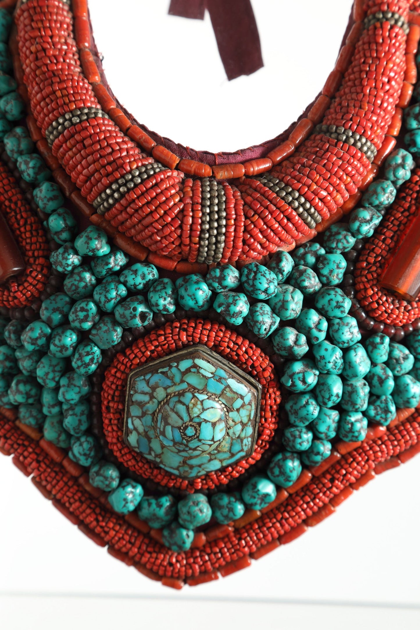 Antique Moroccan coral and turquoise collar