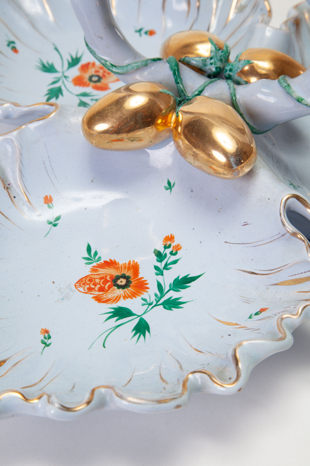 Antipastiera ceramica celeste decorata anni 50