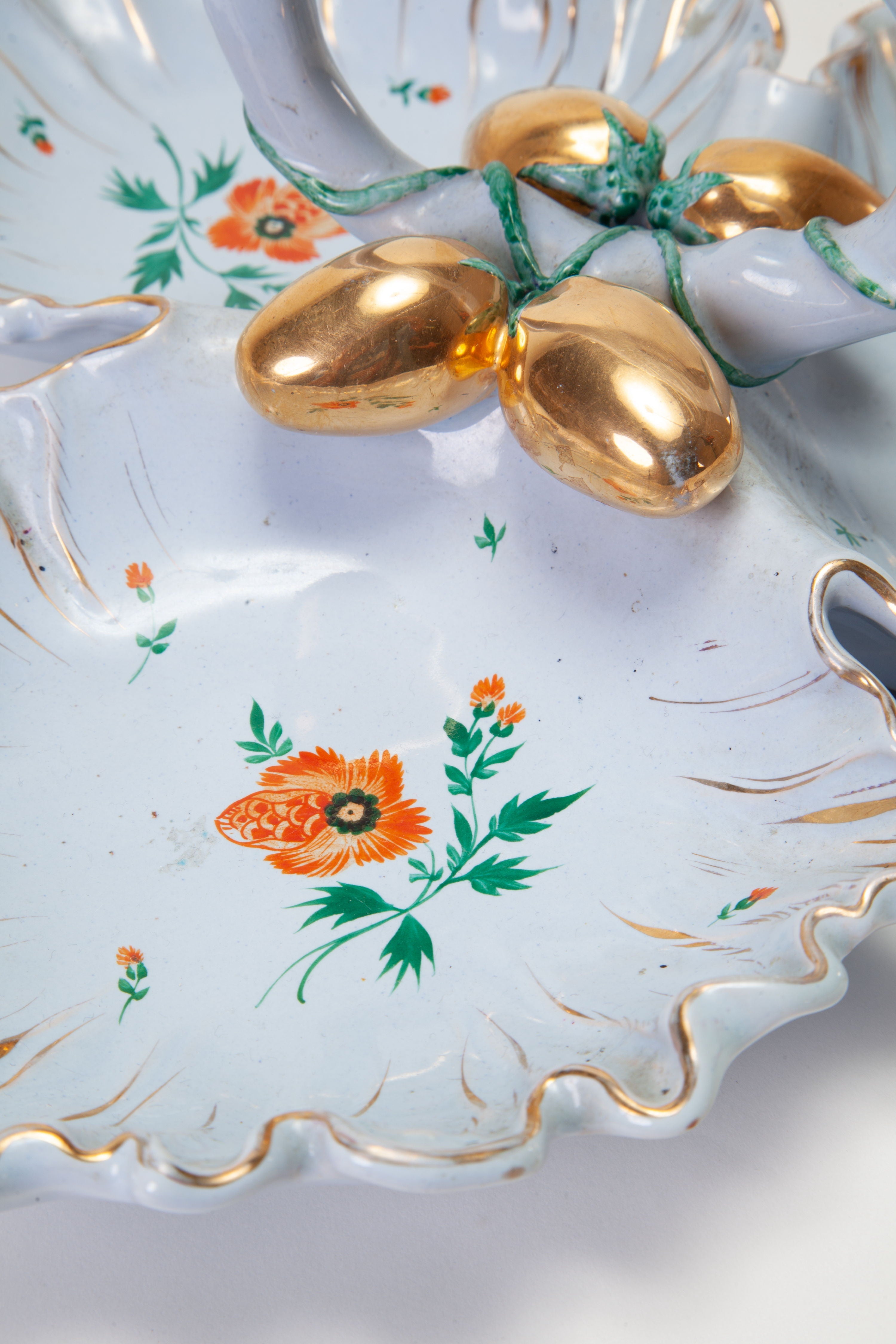Antipastiera ceramica celeste decorata anni 50