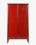 Chinese red lacquered wardrobe