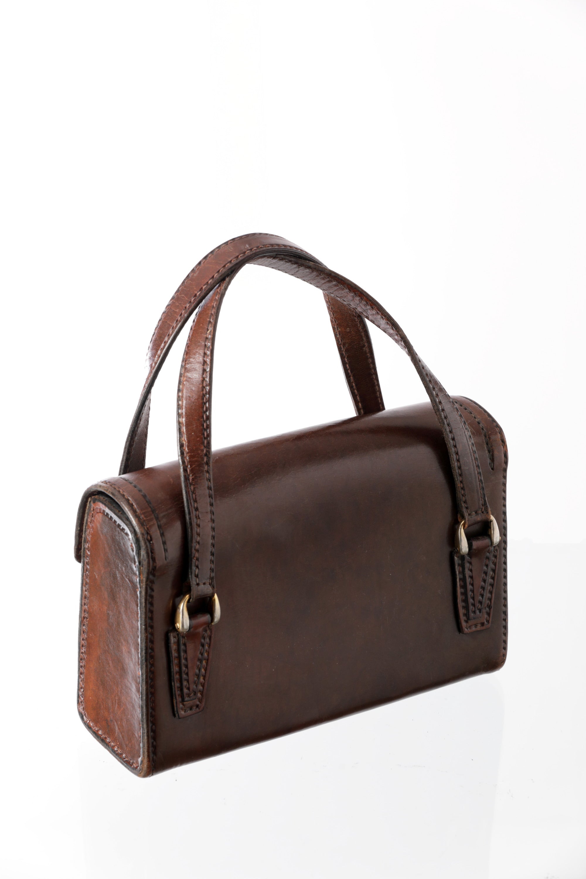 Borsa Sporta in cuoio metallerie ottone anni 70