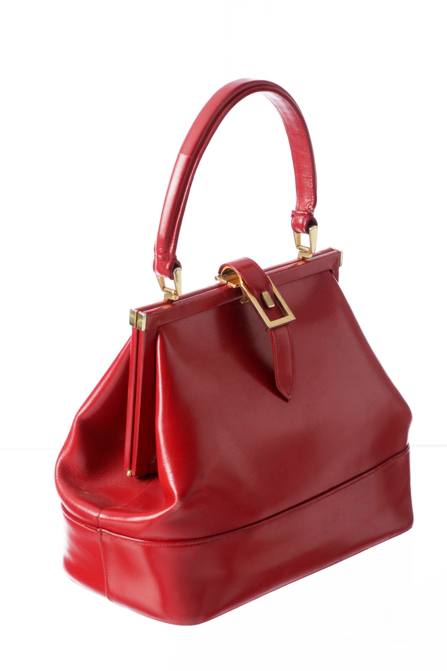 Antinori handbag red leather, gold metalwork 60s