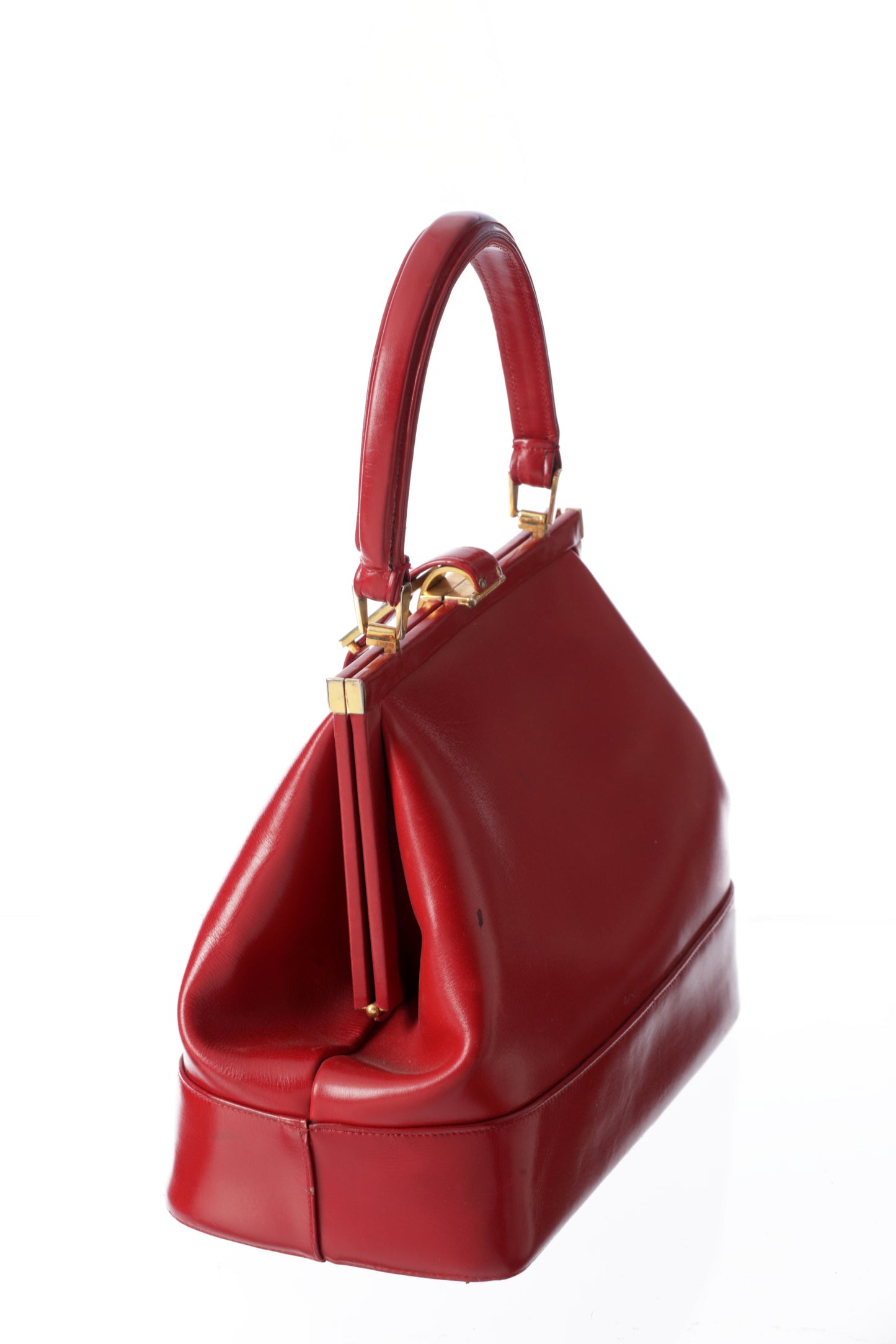 Antinori handbag red leather, gold metalwork 60s