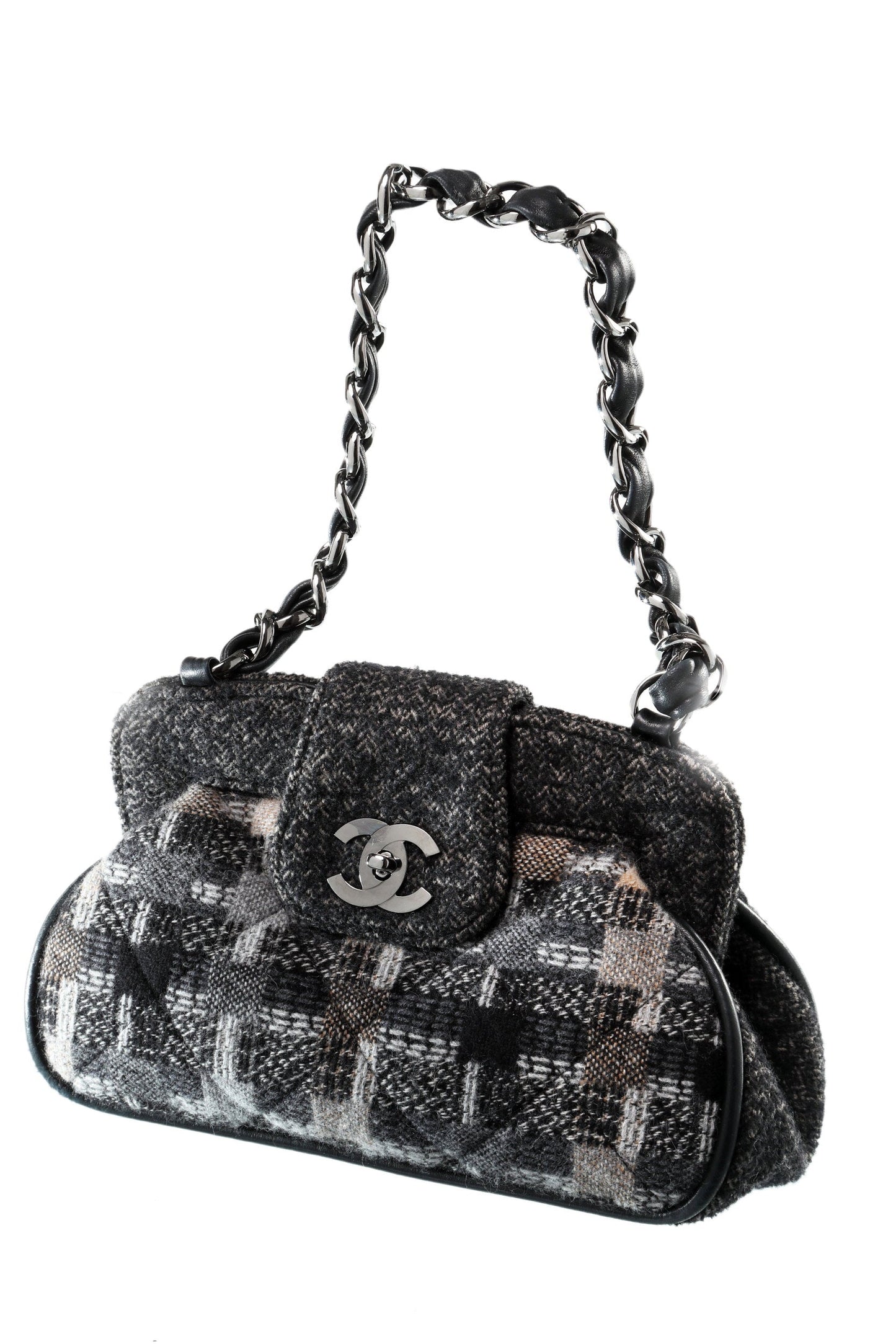 Chanel 90s tweed wool handbag