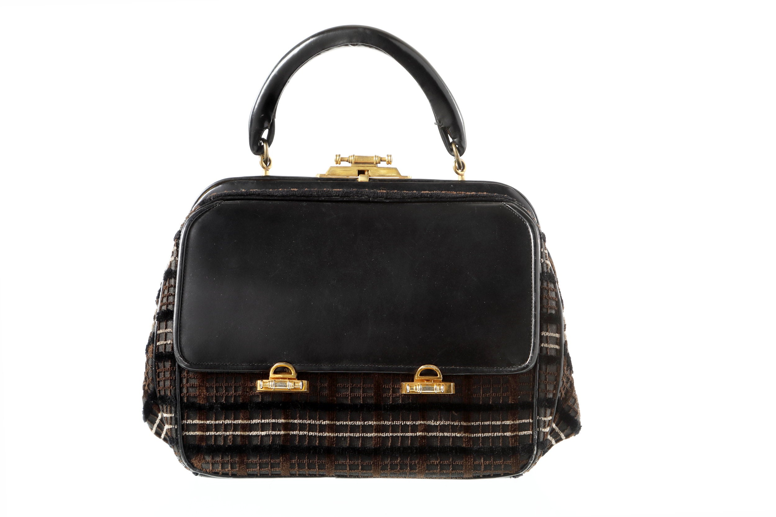 Roberta di Camerino leather and velvet handbag