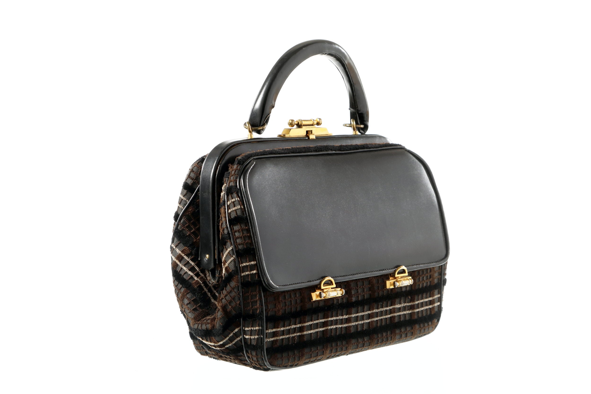 Roberta di Camerino leather and velvet handbag