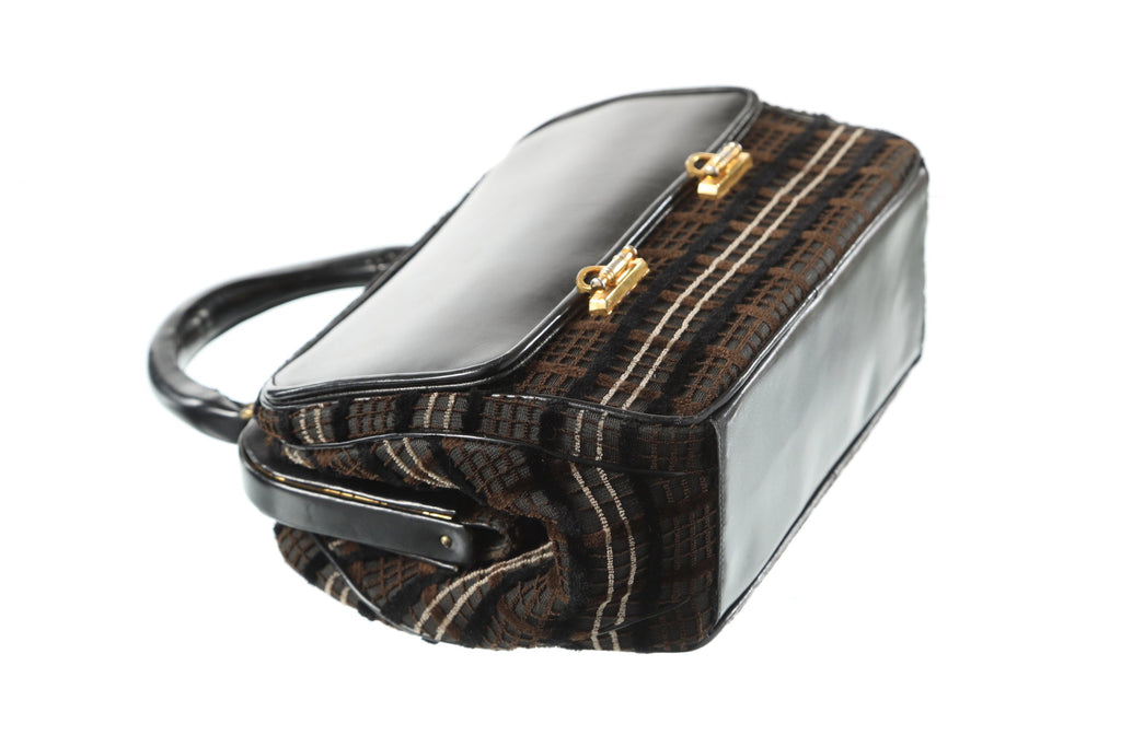 Roberta di Camerino leather and velvet handbag