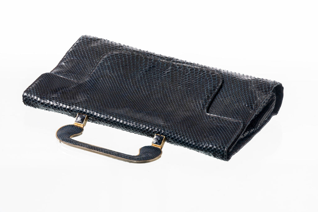 Borsa a mano anni 50 pitone blu