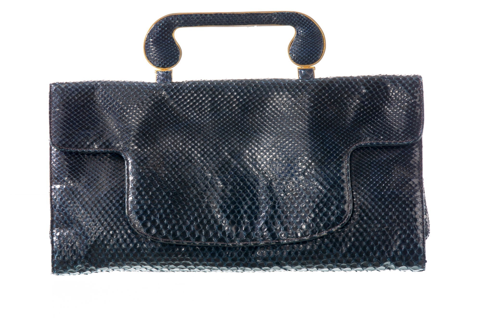 Borsa a mano anni 50 pitone blu