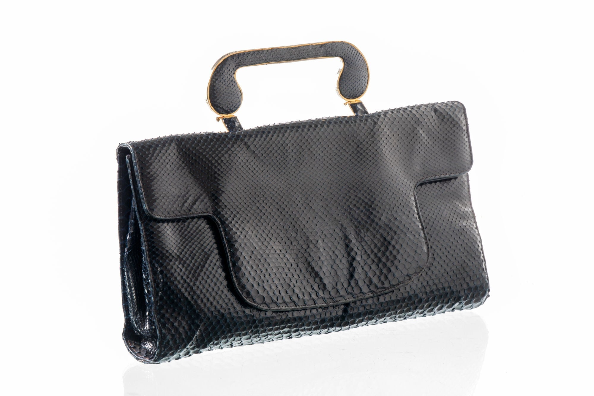 1950s blue python handbag