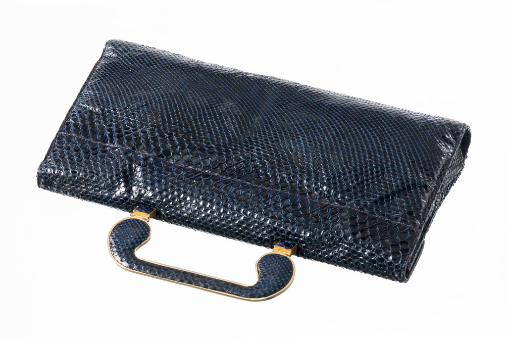 Borsa a mano anni 50 pitone blu