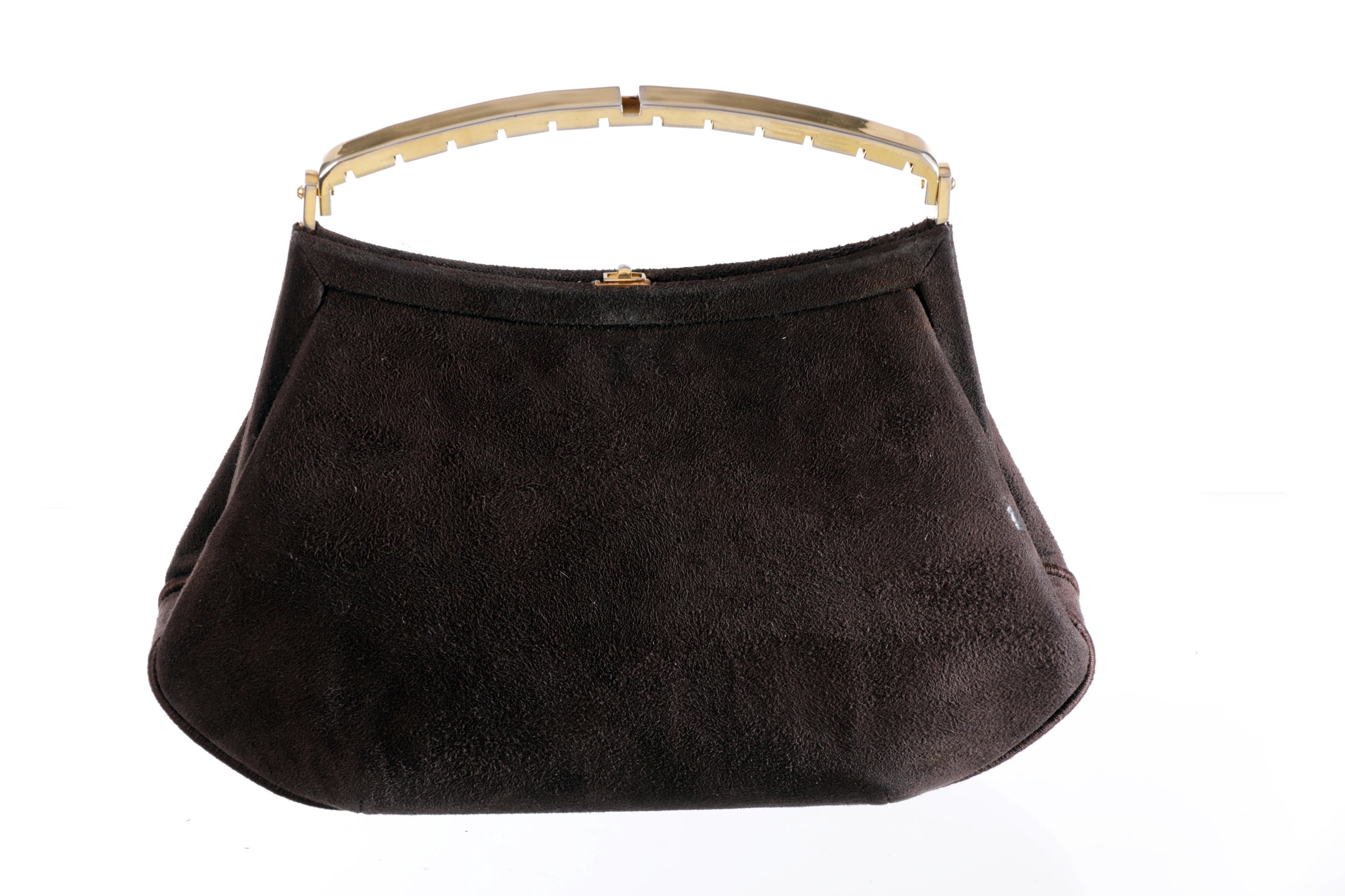 Suede handbag with golden hardware from the 60s