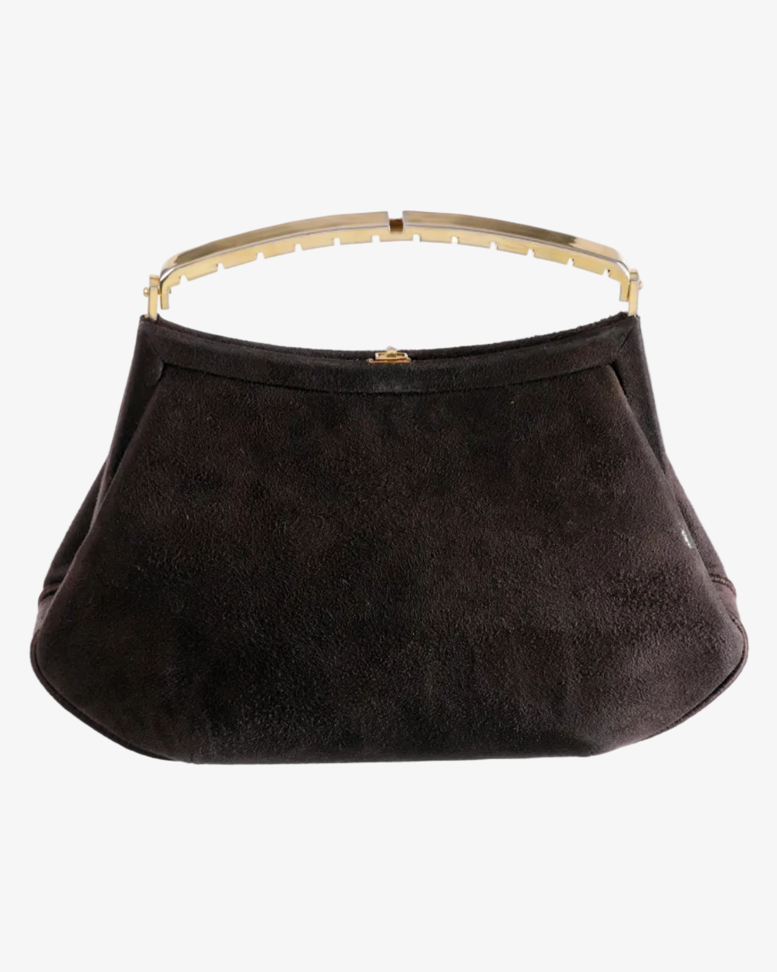 Suede handbag with golden hardware from the 60s