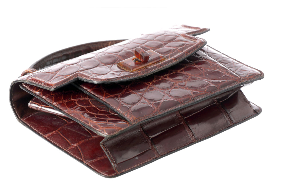Borsa a mano coccodrillo anni 60
