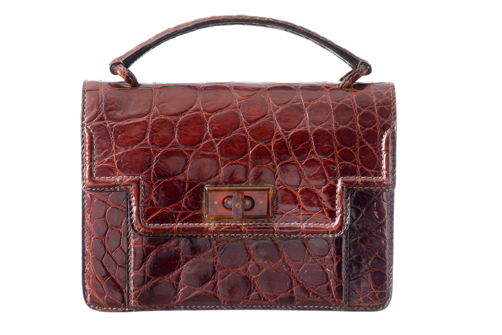 Borsa a mano coccodrillo anni 60