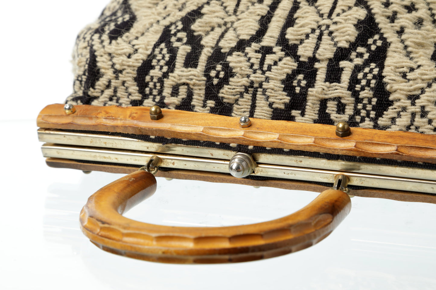 Fabric handbag with bamboo handle