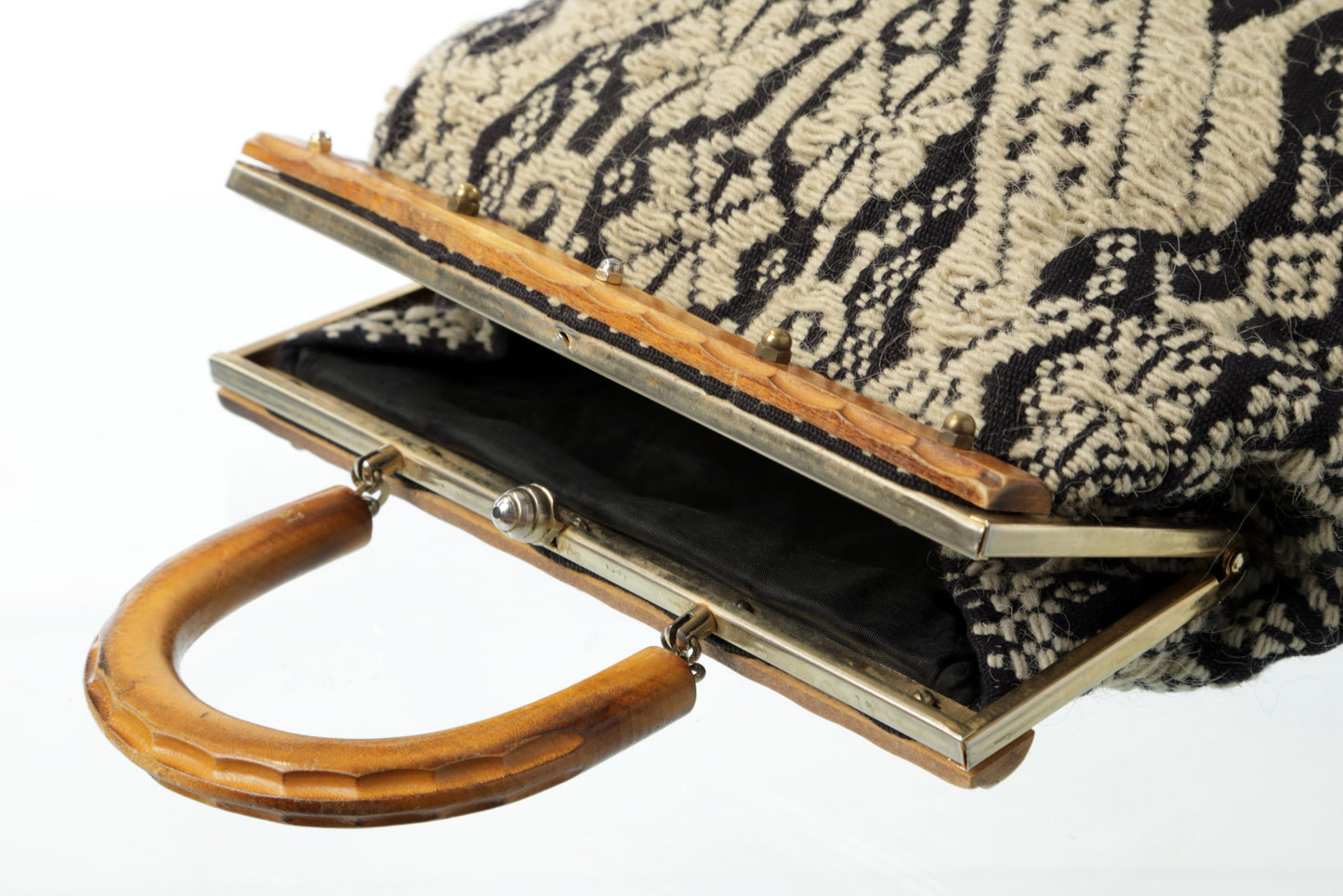 Fabric handbag with bamboo handle