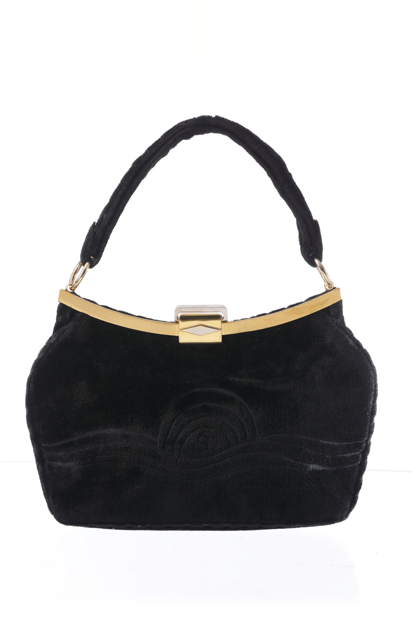 Devore velvet handbag, 1960s golden hardware