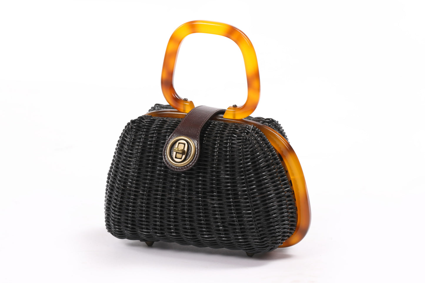 Wicker and bakelite handbag