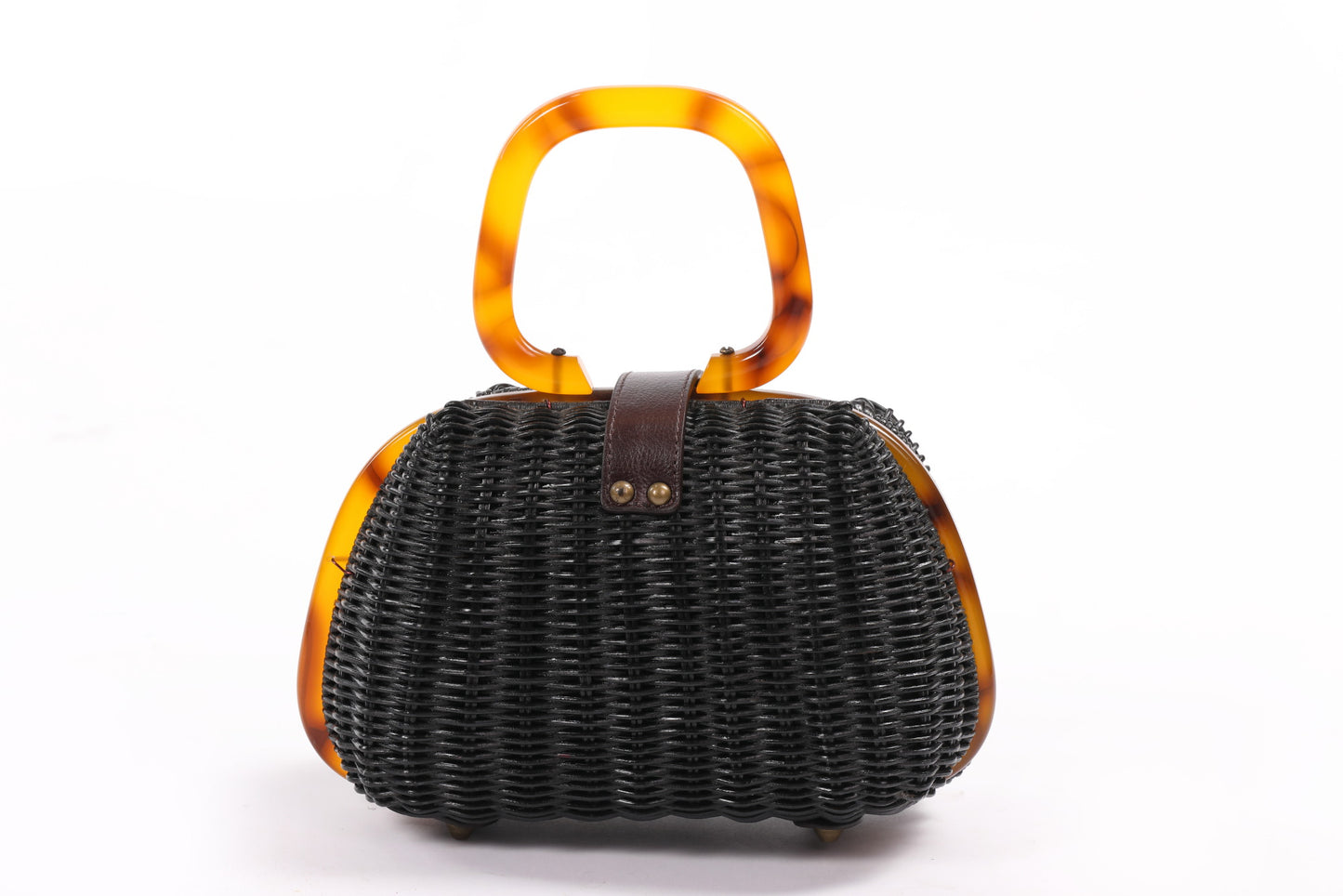 Wicker and bakelite handbag