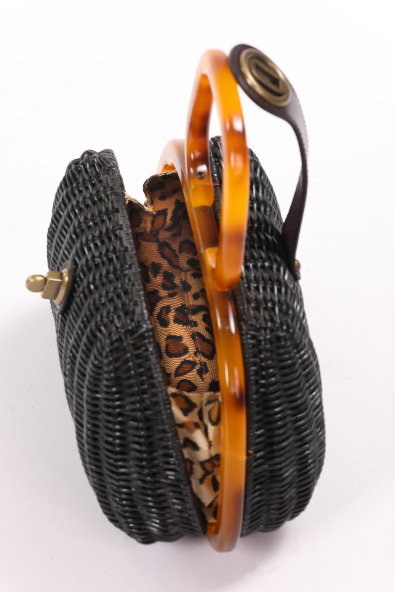 Wicker and bakelite handbag