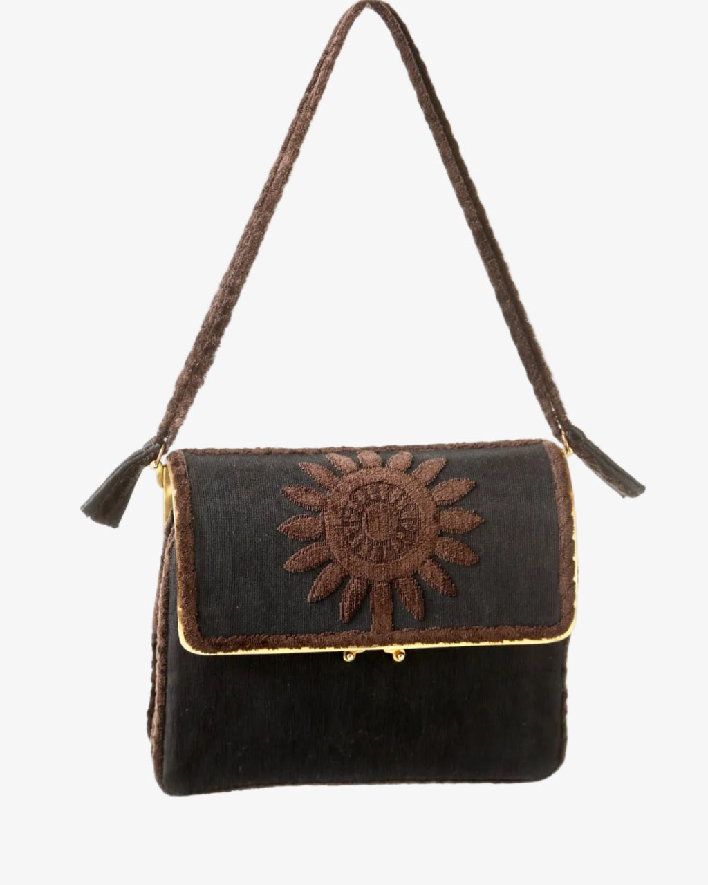 Borsa a spalla Roberta di Camerino velluto marrone fondo nero