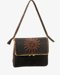 Borsa a spalla Roberta di Camerino velluto marrone fondo nero