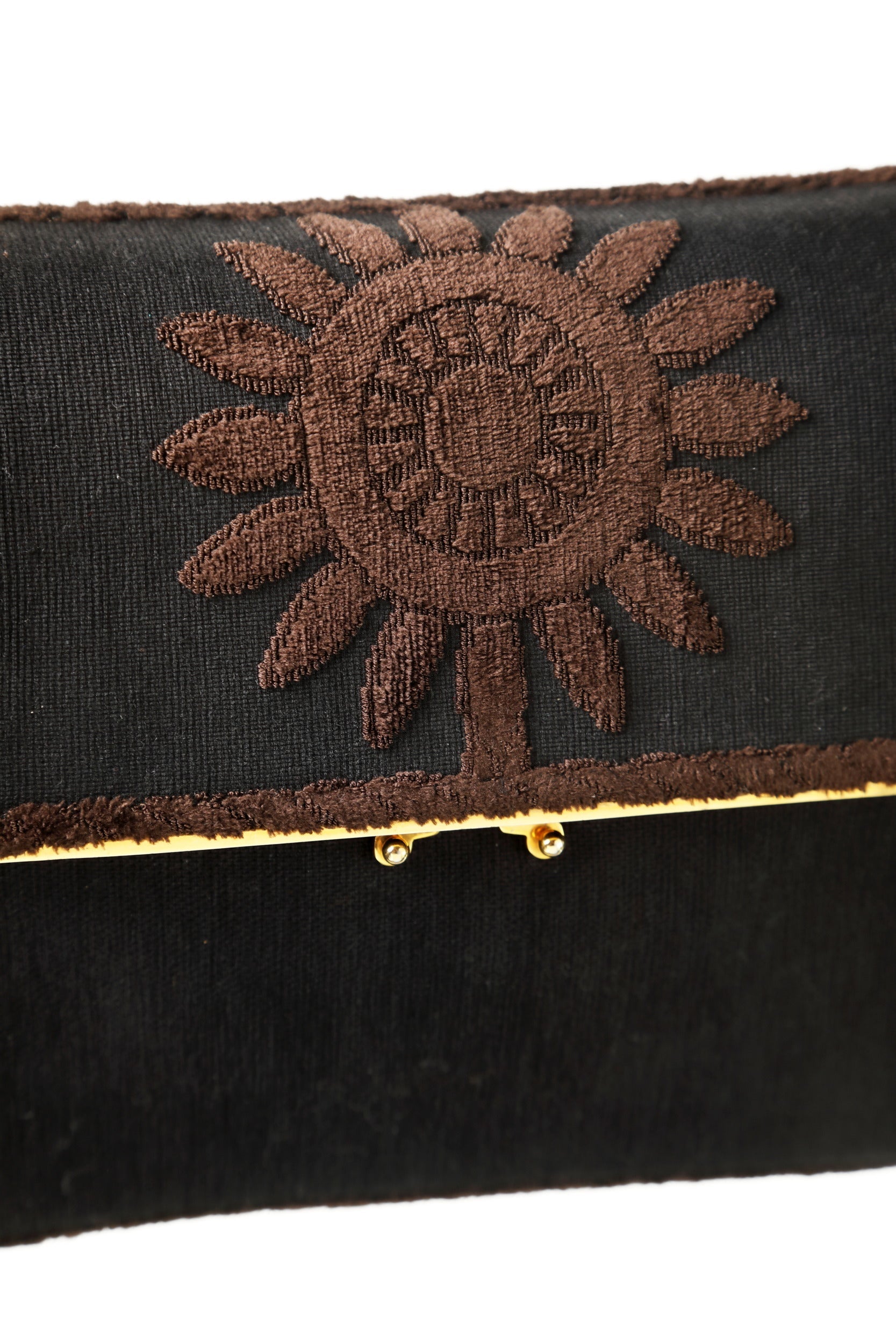 Borsa a spalla Roberta di Camerino velluto marrone fondo nero