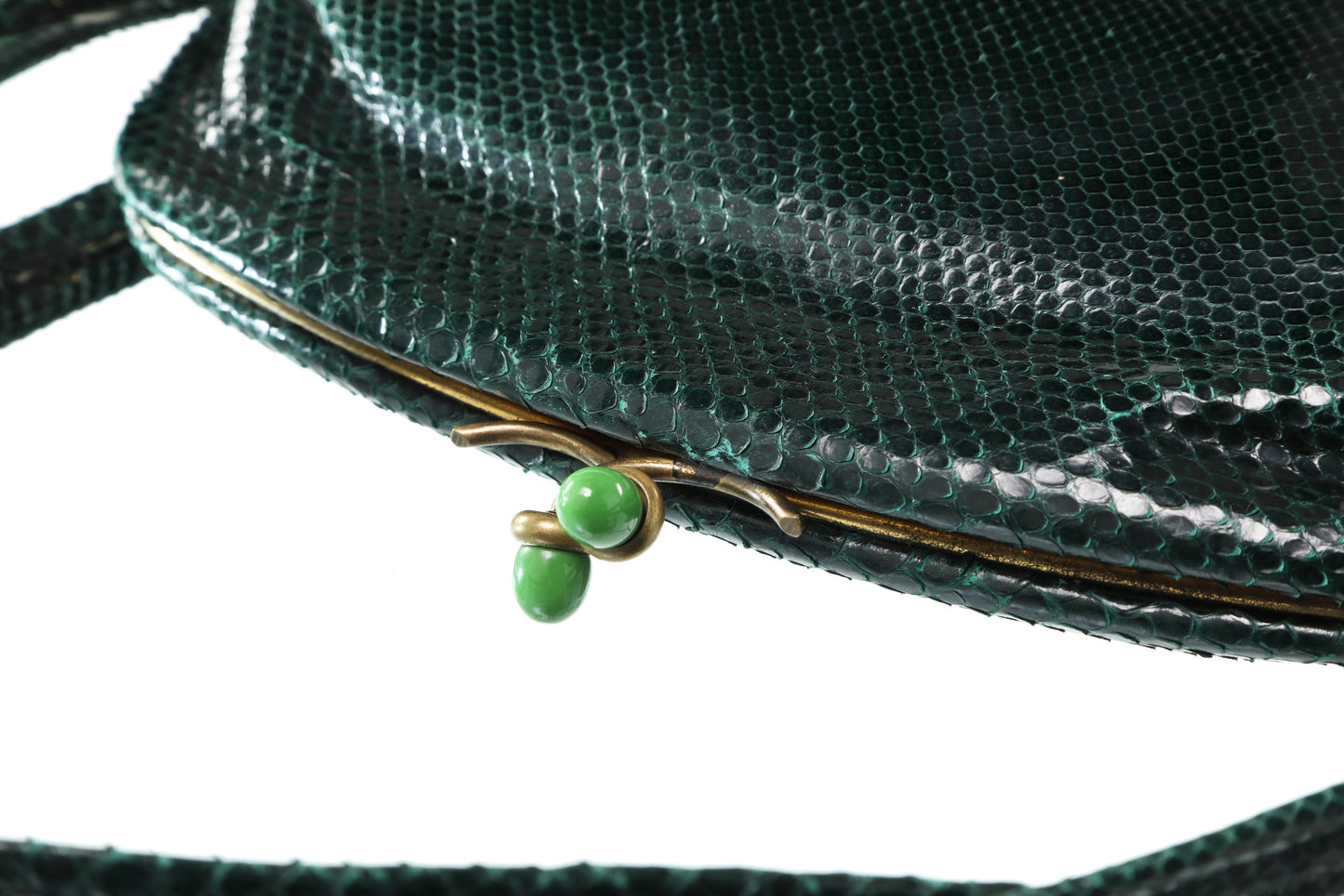 Emerald green lizard shoulder bag from the 60s