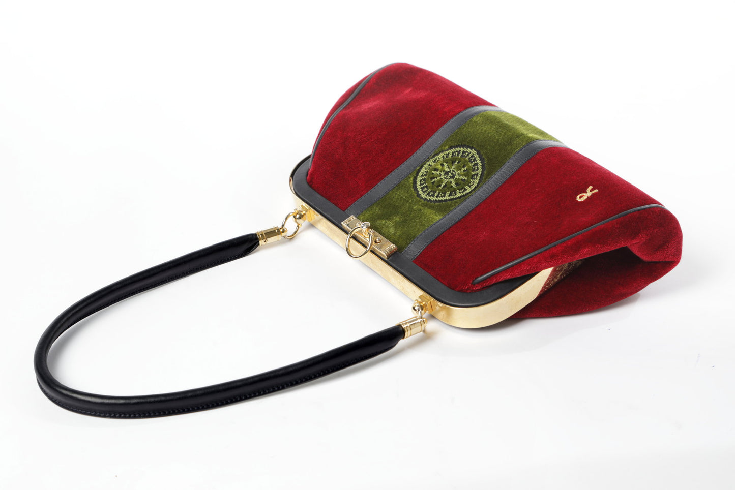 Roberta Di Camerino Bordeaux and green shoulder bag