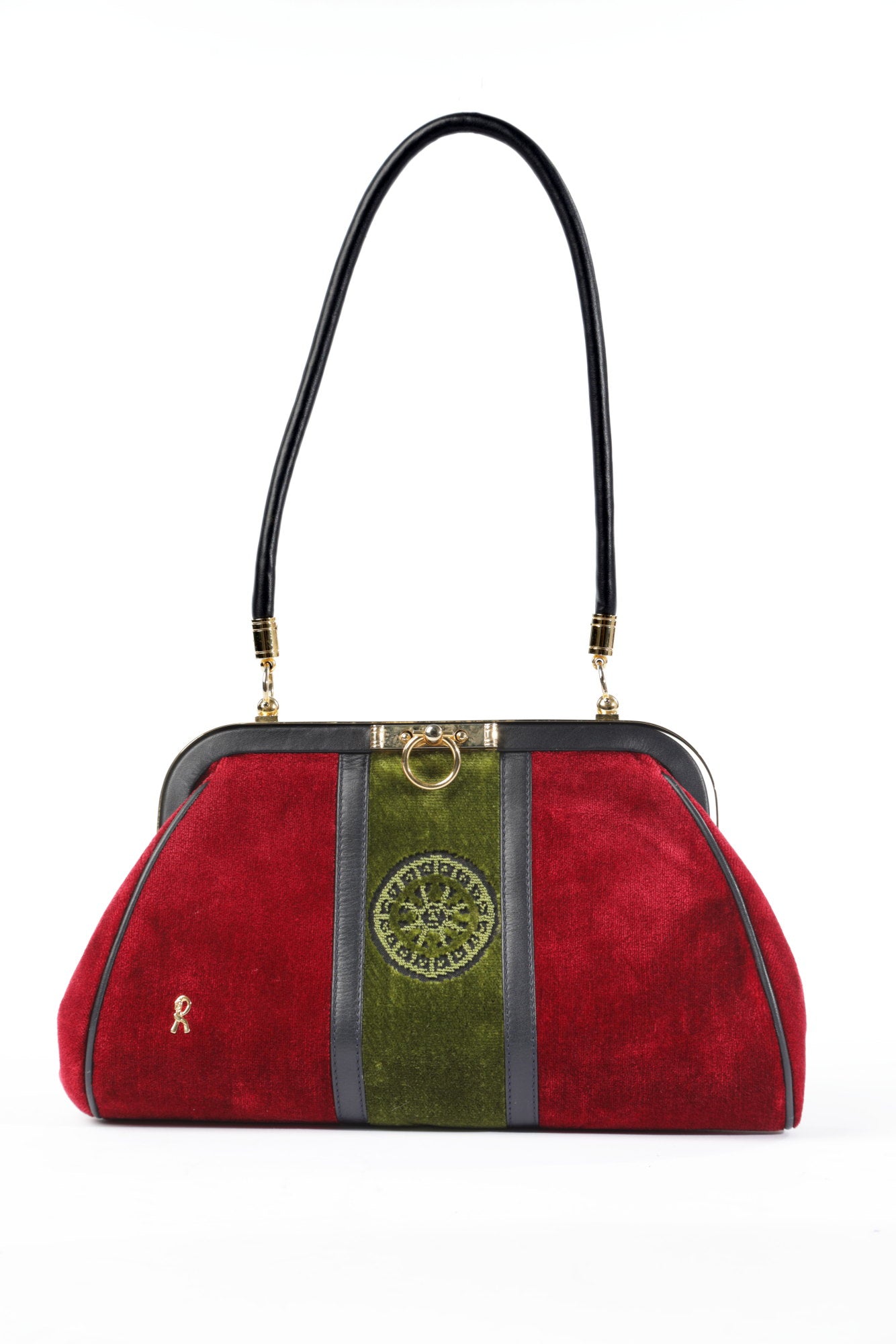 Roberta Di Camerino Bordeaux and green shoulder bag