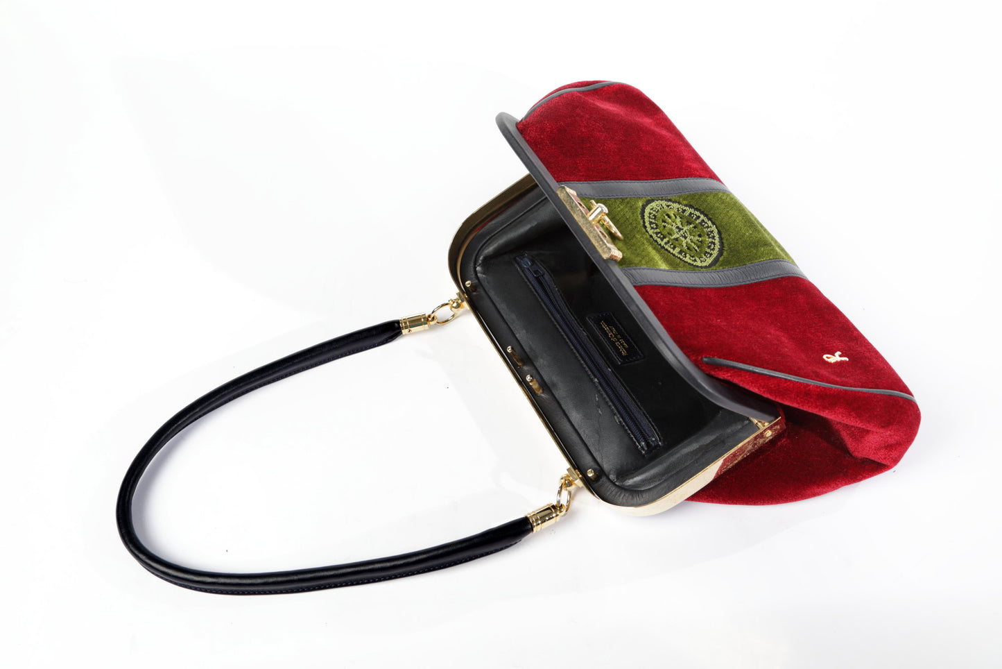 Roberta Di Camerino Bordeaux and green shoulder bag