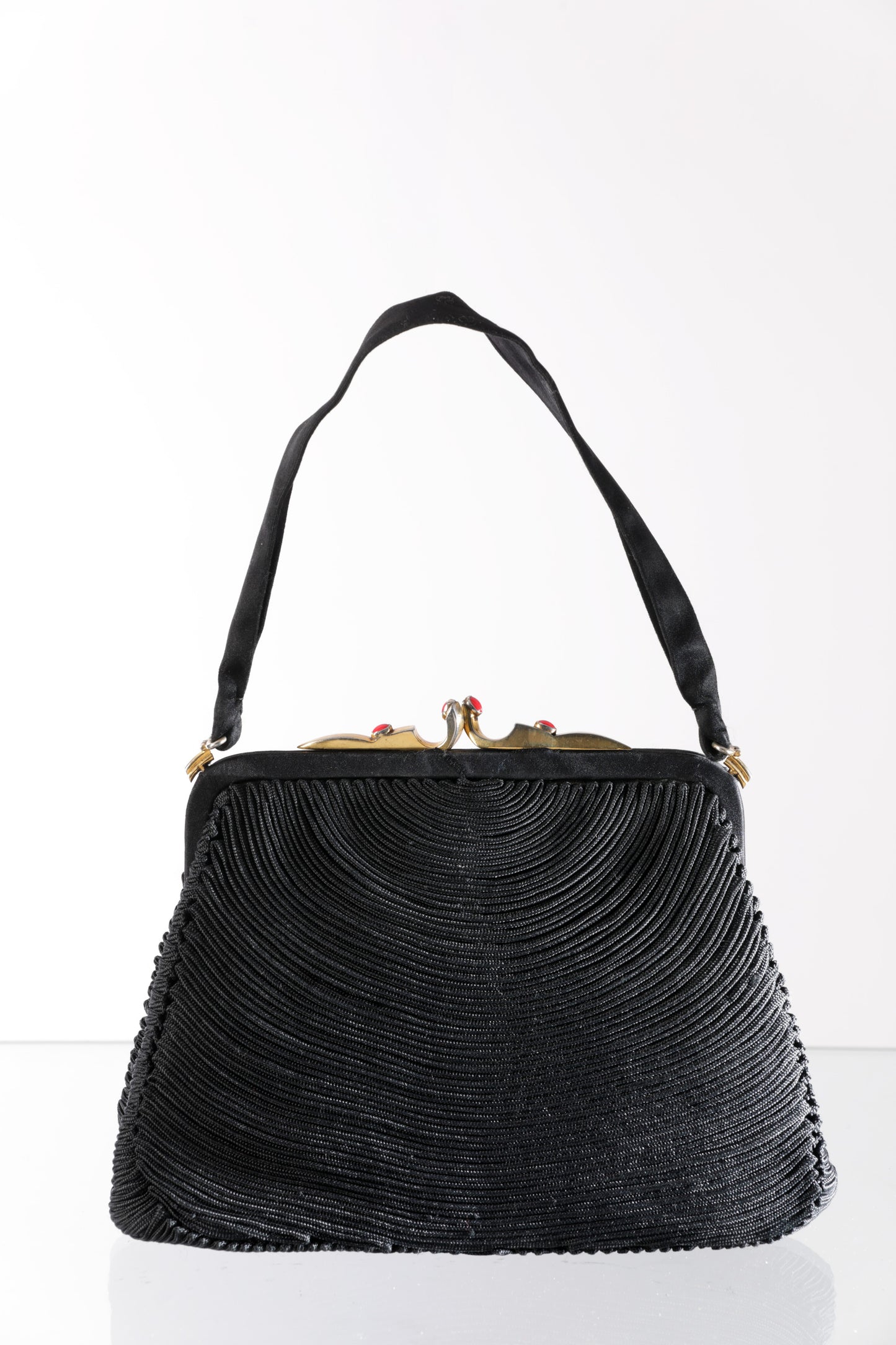 Pleated satin shoulder bag, 1960s golden hardware