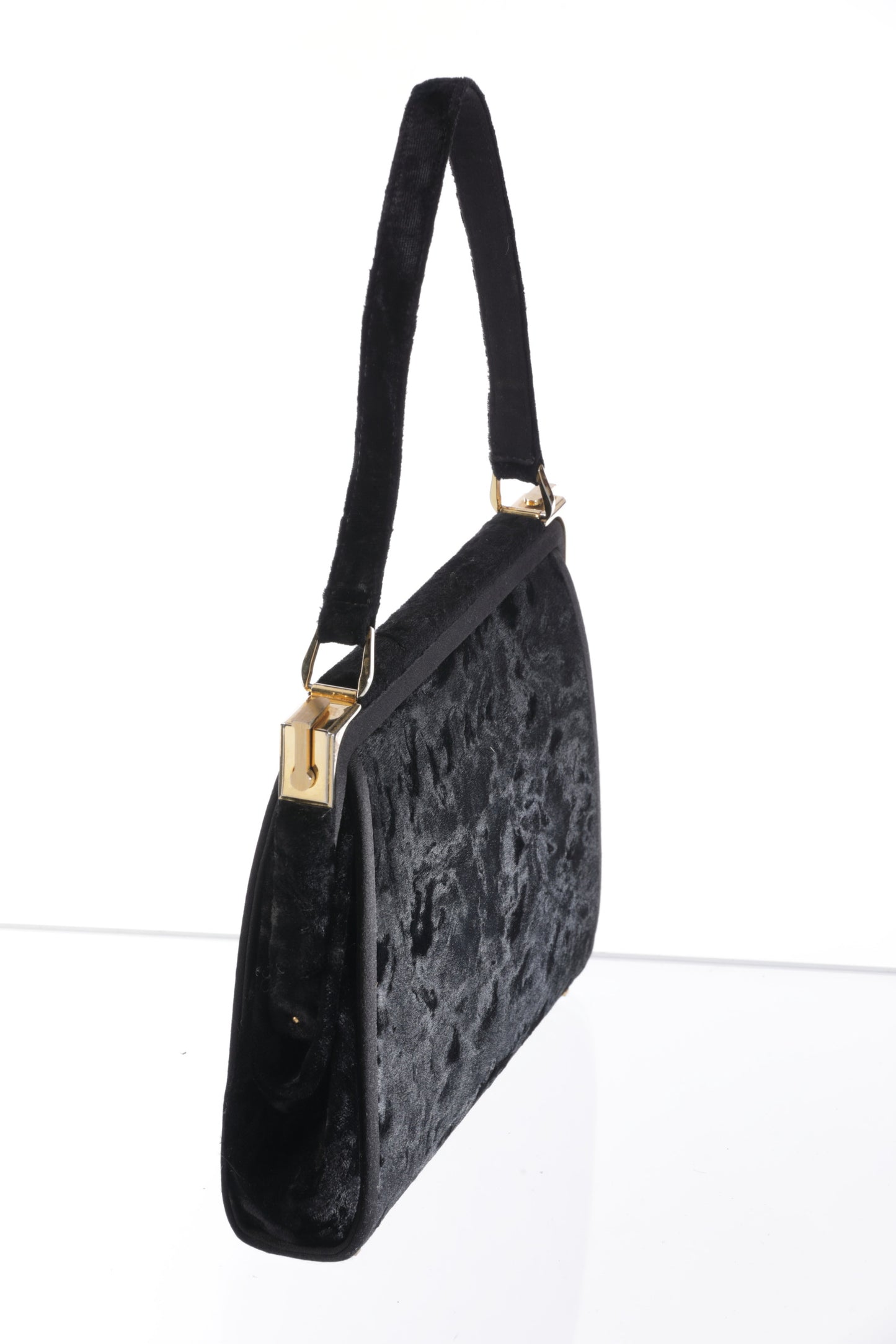 Devoré velvet shoulder bag, 1960s golden hardware