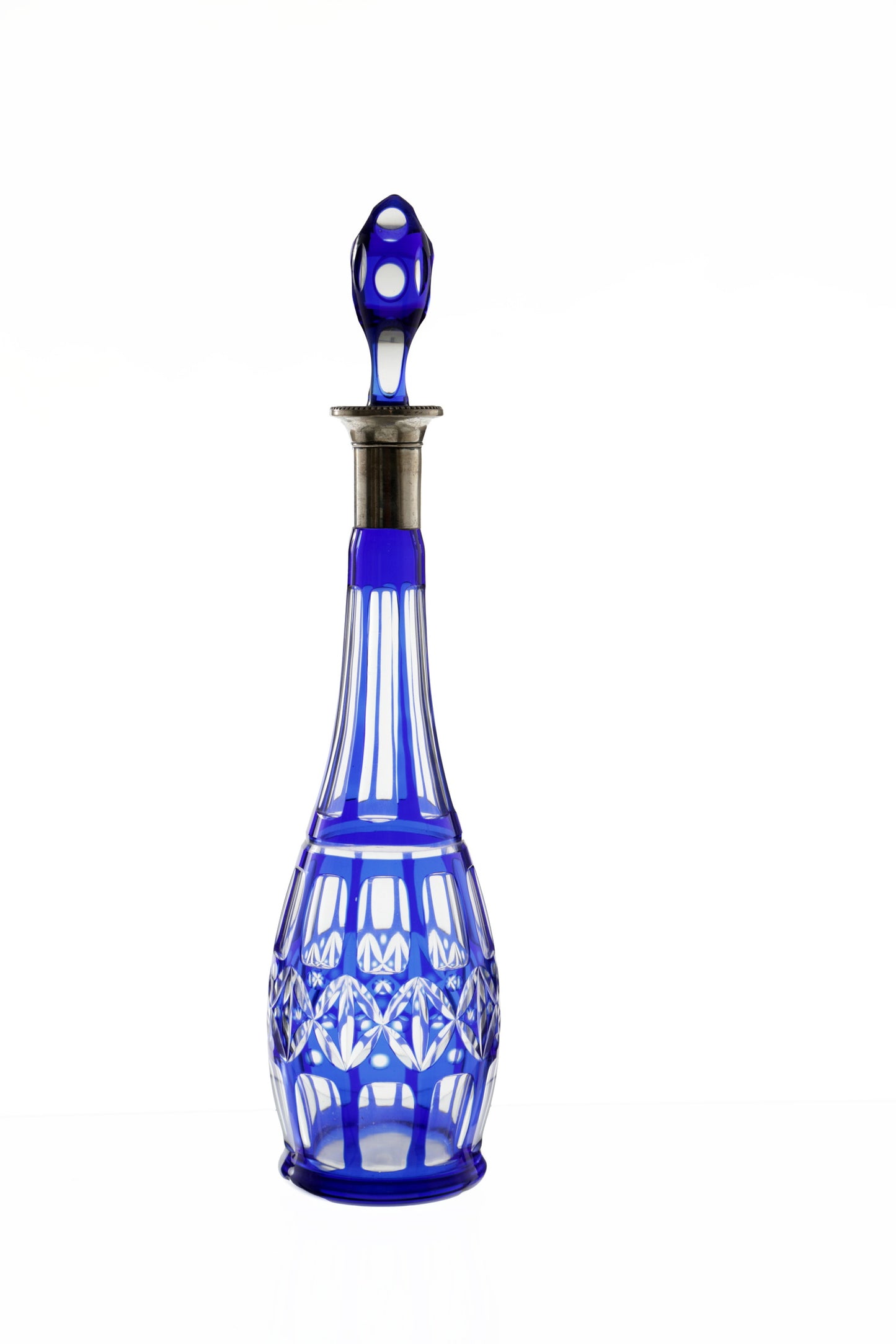 Bohemian blue crystal bottle from the 70s