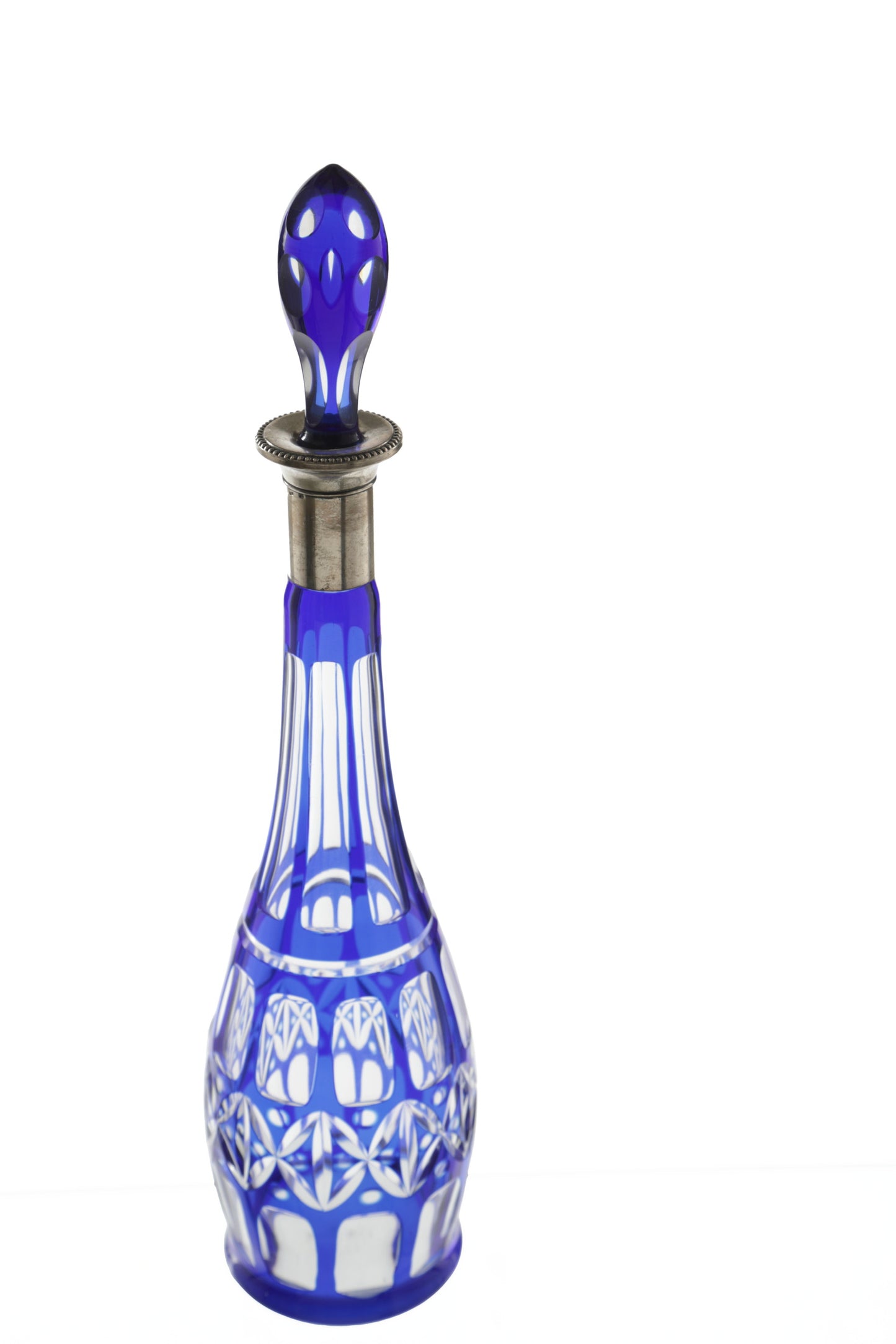 Bohemian blue crystal bottle from the 70s