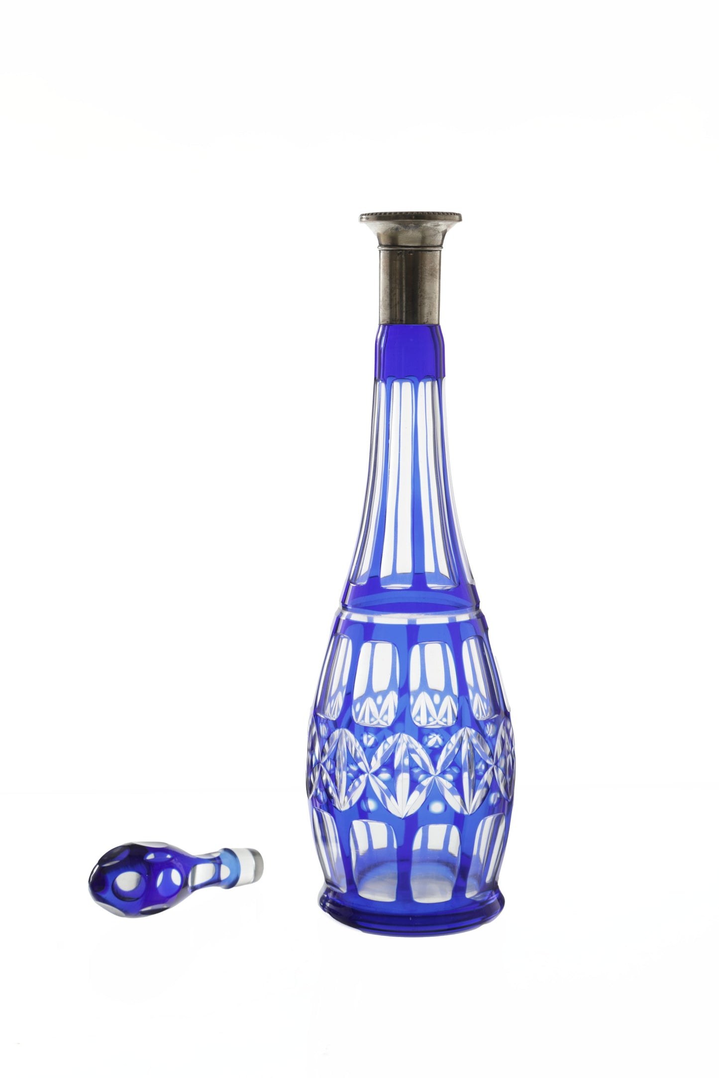 Bohemian blue crystal bottle from the 70s