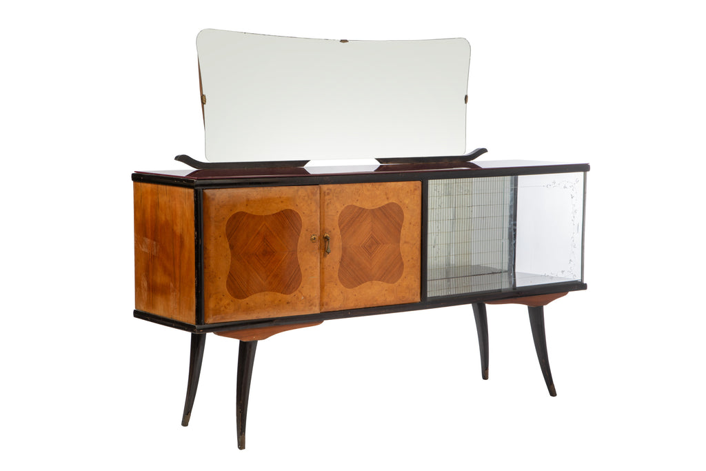 1950s buffet with 2 briarwood doors and 2 glass doors