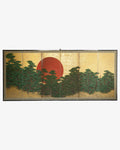 Byōbu con pini e sole rosso