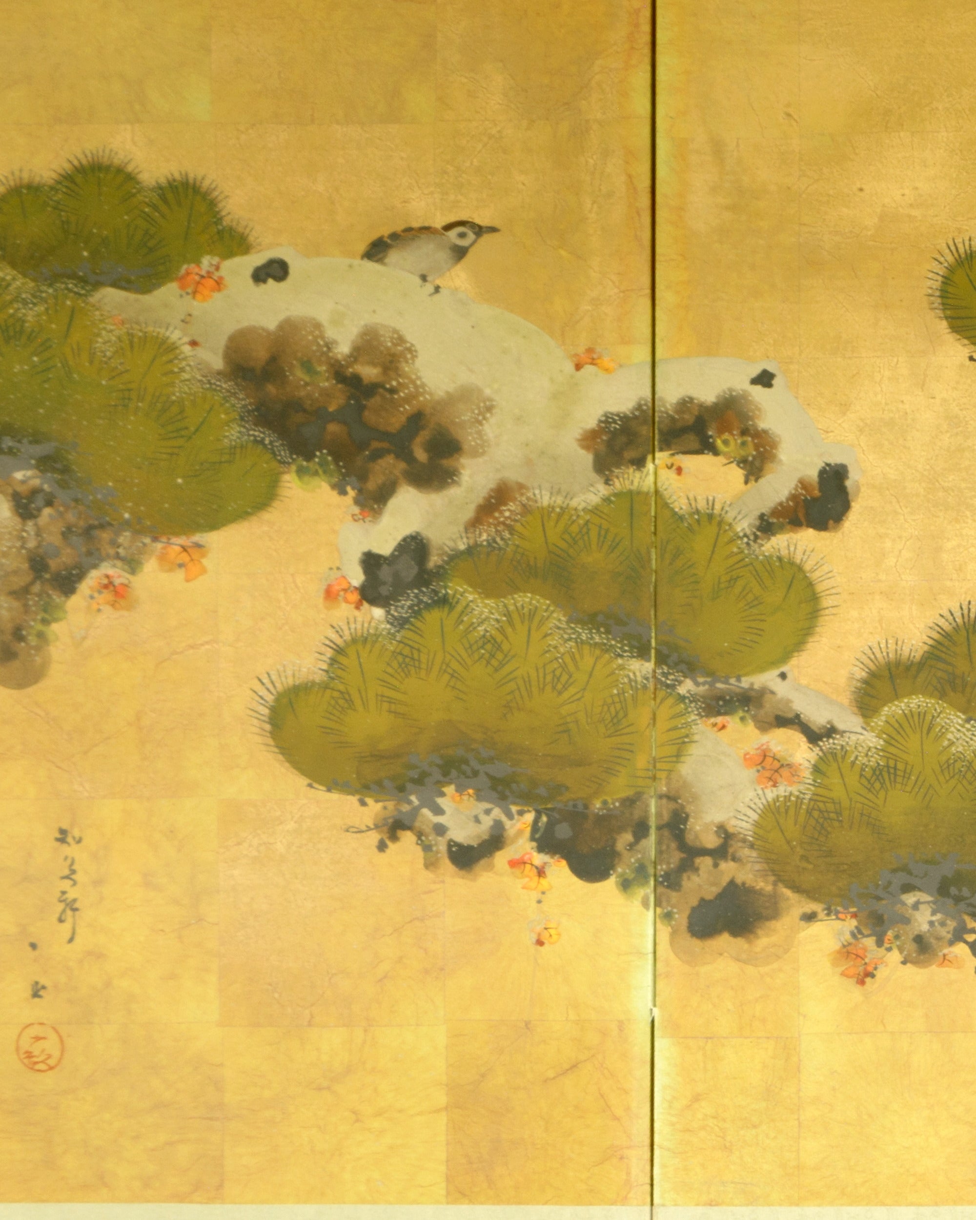 Byōbu con ramo di pino innevato
