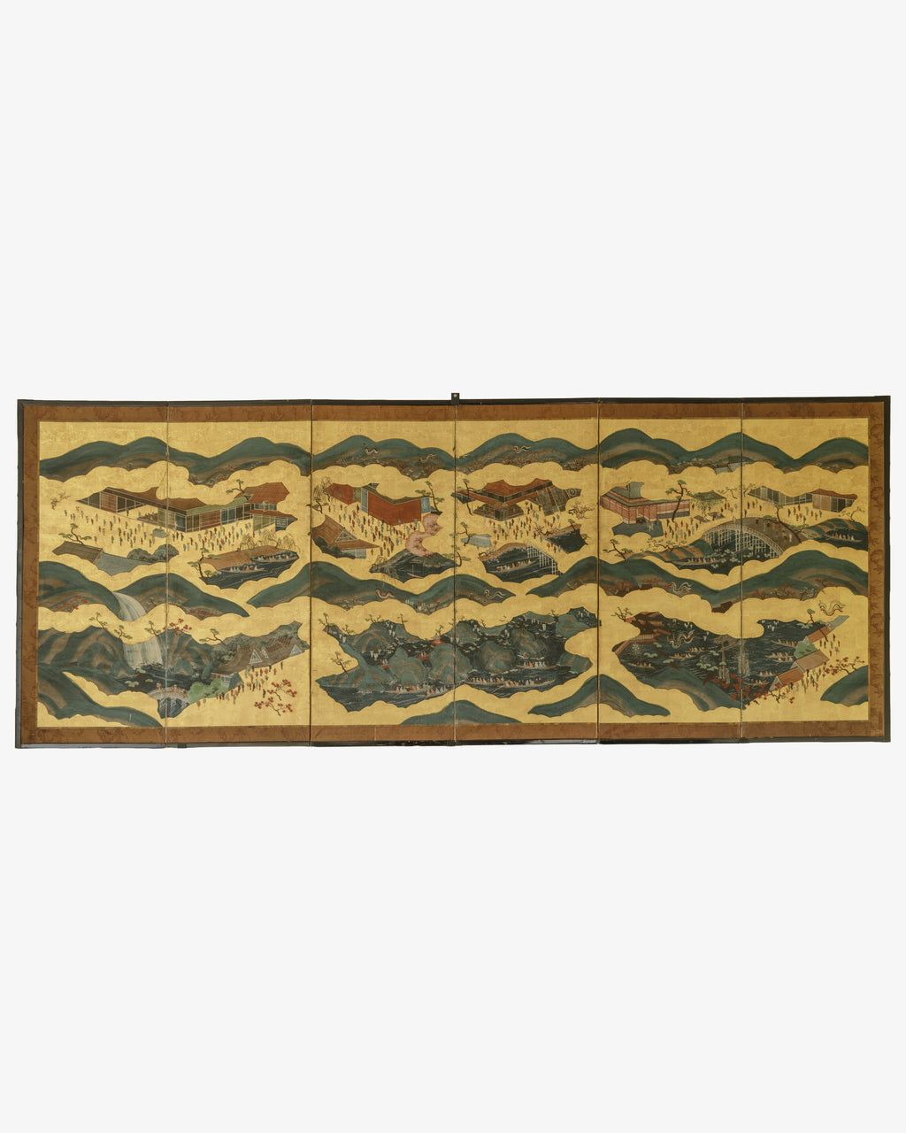 Byōbu with festive scenes in Miyajima