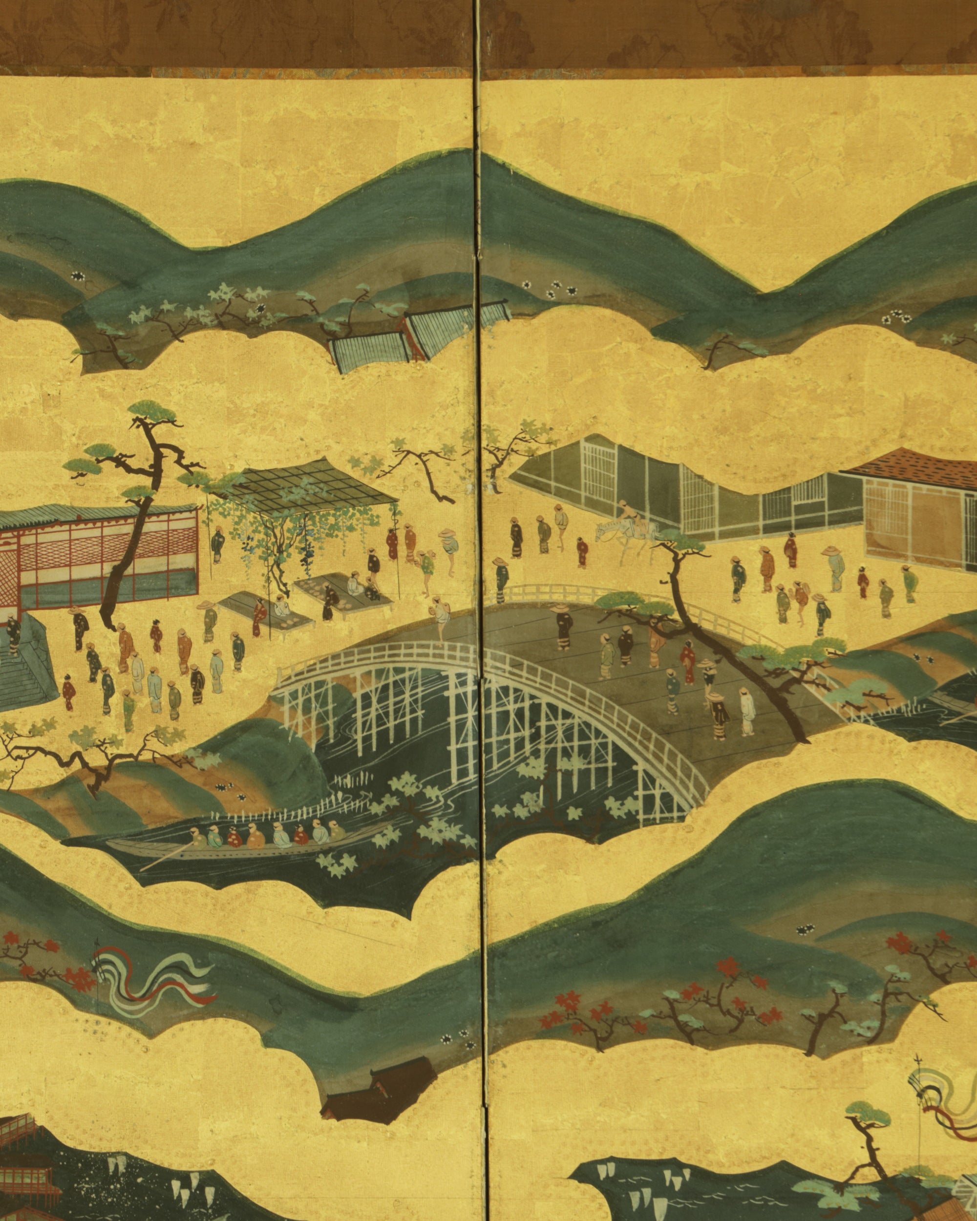 Byōbu with festive scenes in Miyajima