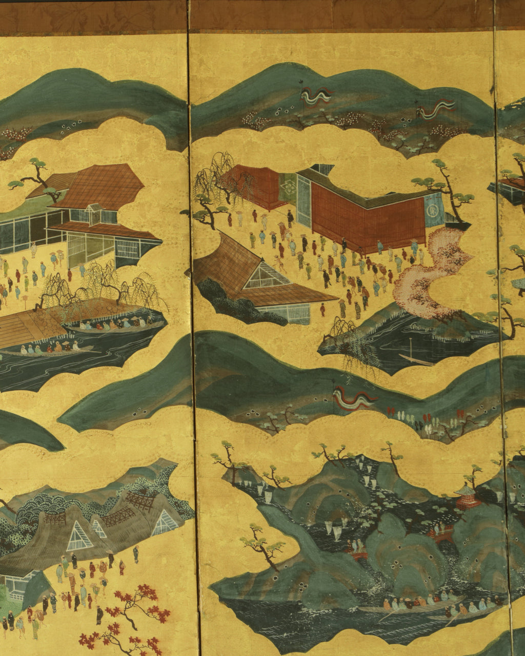 Byōbu with festive scenes in Miyajima