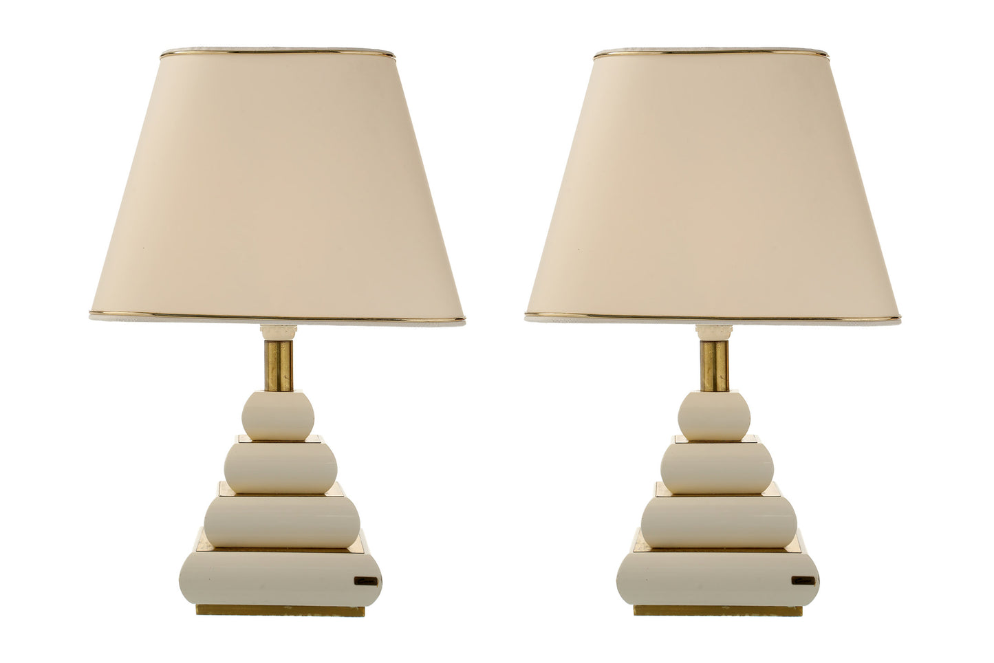 Pair of ivory lacquered lamps from the 70s