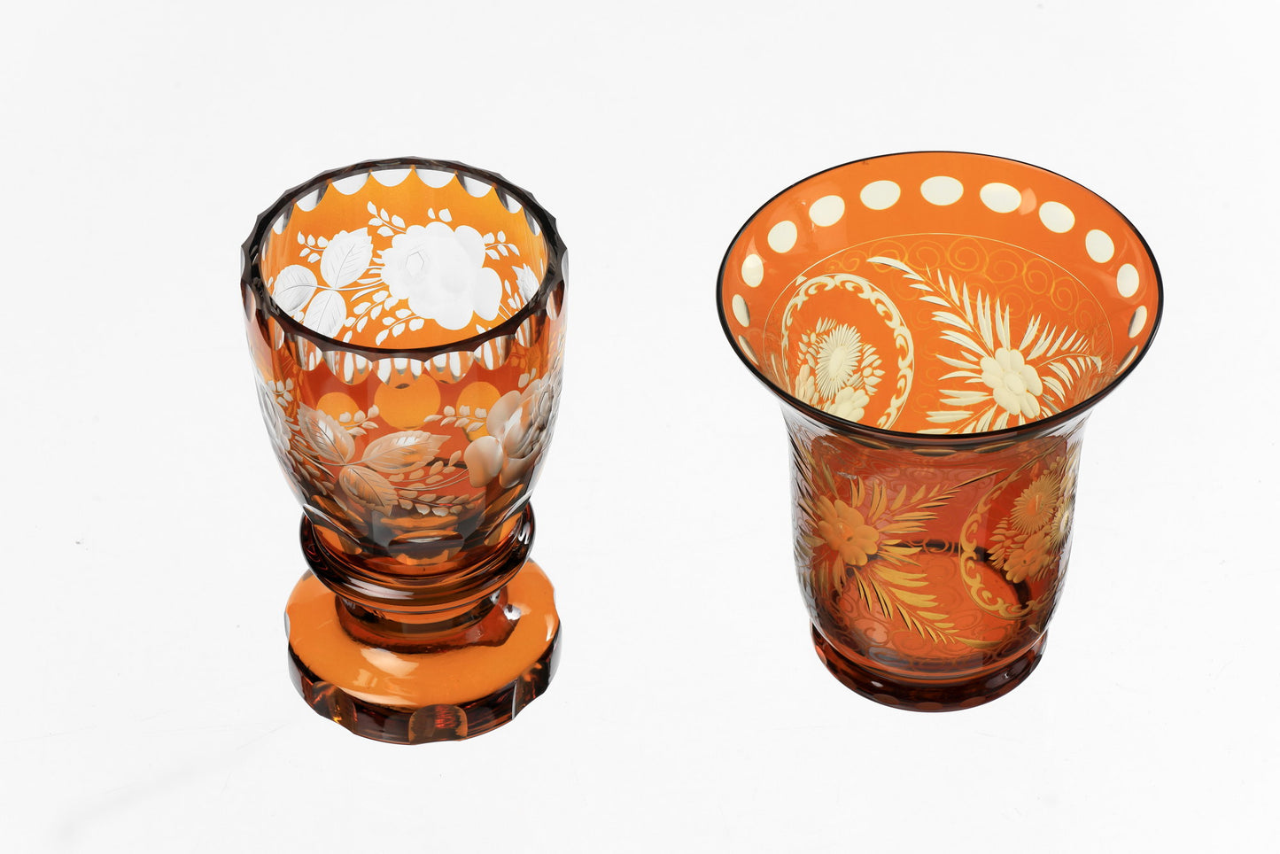 Rust-colored Bohemian crystal goblet