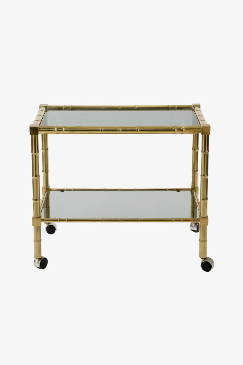 70s bamboo brass trolley