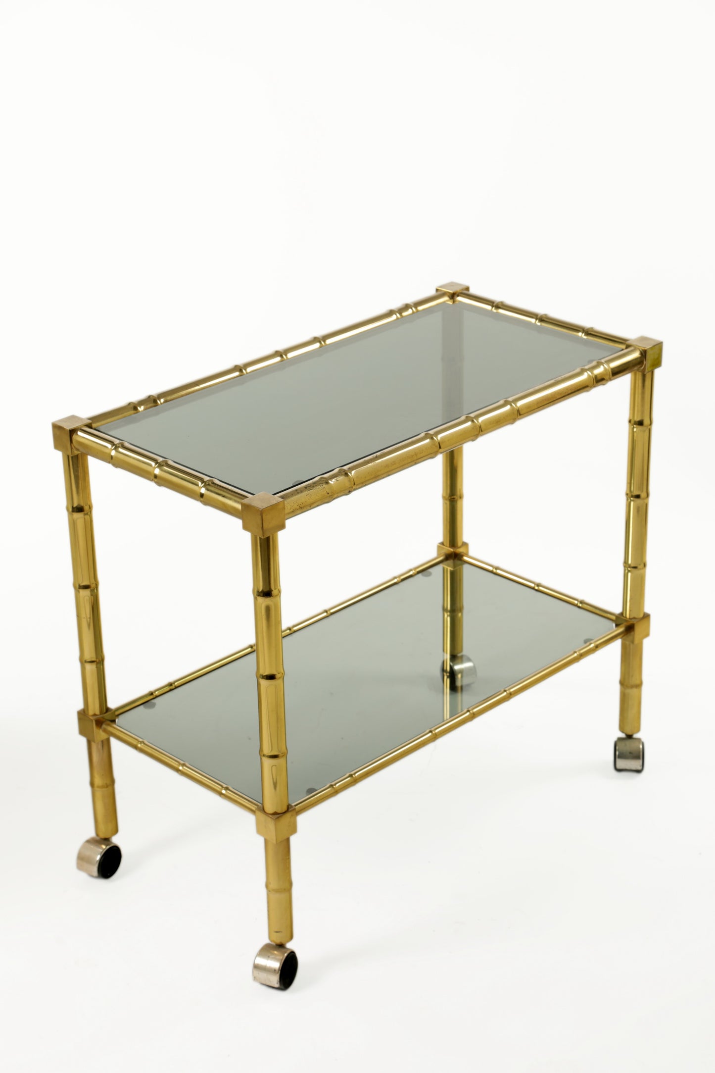 70s bamboo brass trolley